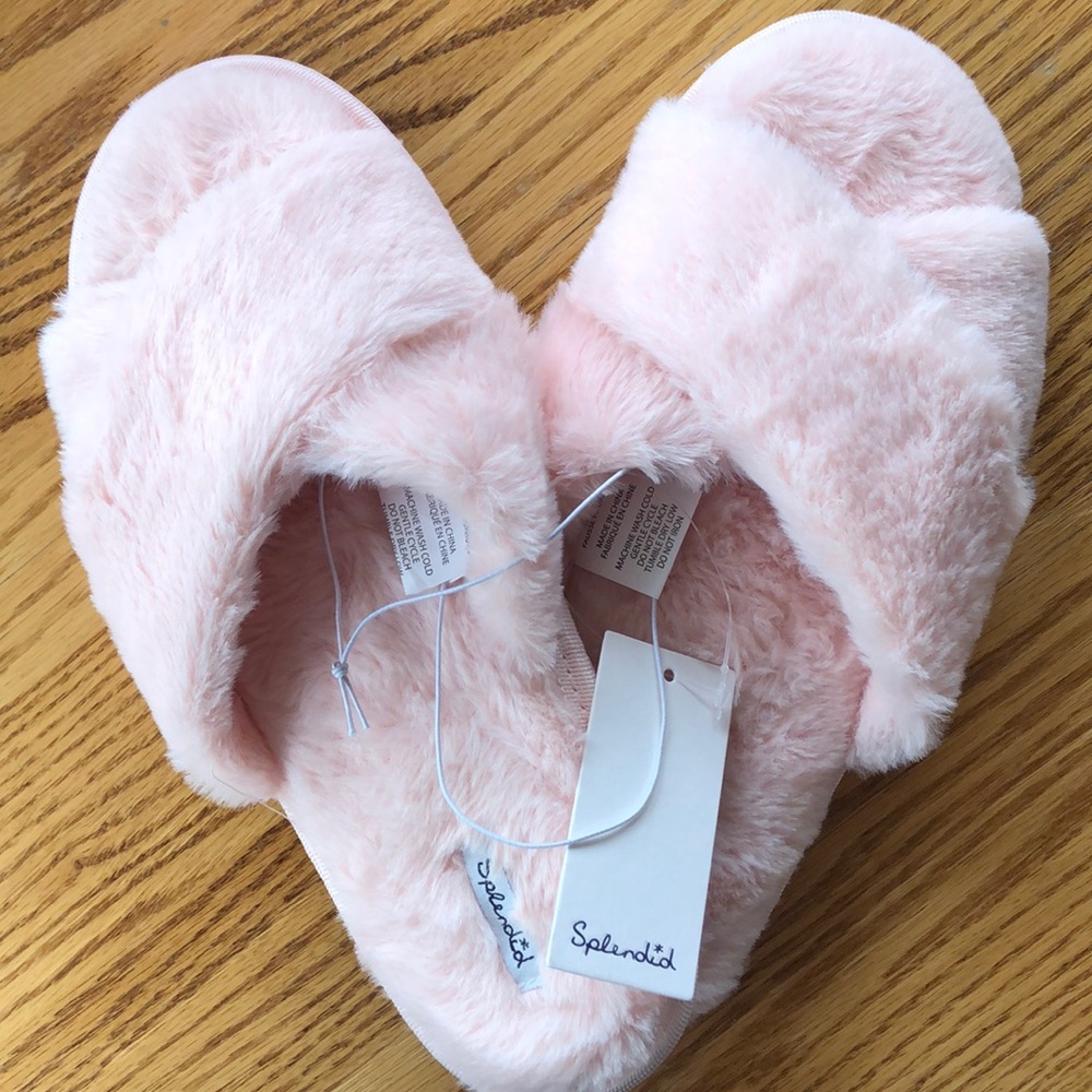 Splendid Faux Fir Slippers - Crystal Pink